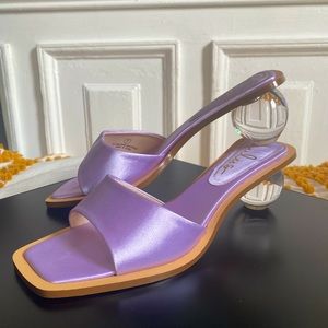 Purple Pastel Mule Sandals - Crystal Ball Heel - Never Worn